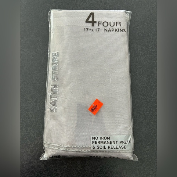 Other - Gray Satin Stripe Cloth Napkins Set(4)